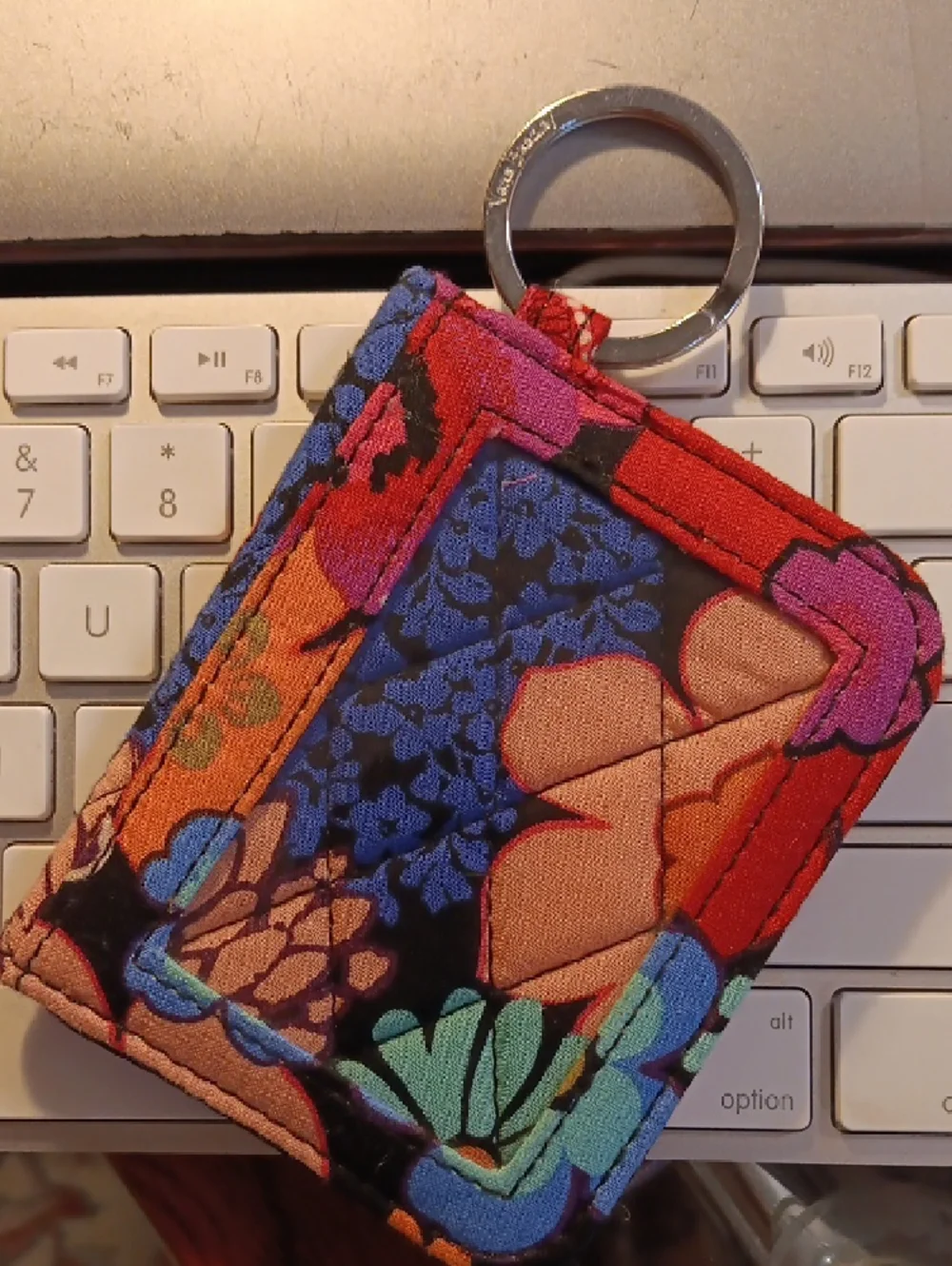 Vera Bradley Floral Quilted Key Pouch in Red, Blue, Pink, Orange, Green - Picture 2 of 6